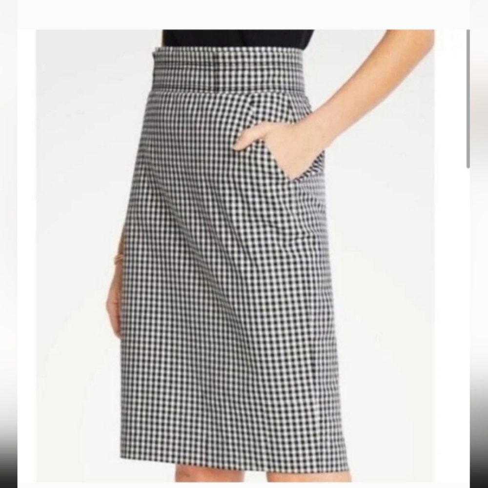 ANN TAYLOR PETITE GINGHAM PENCIL SKIRT